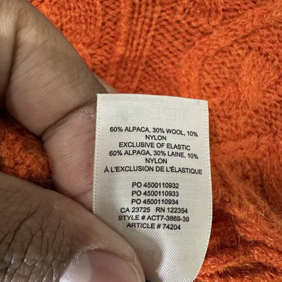 Wilfred Free Sweater Womens XS Orange Cable Knit Mock Neck Cropped Alpaca Wool - Picture 6 of 7